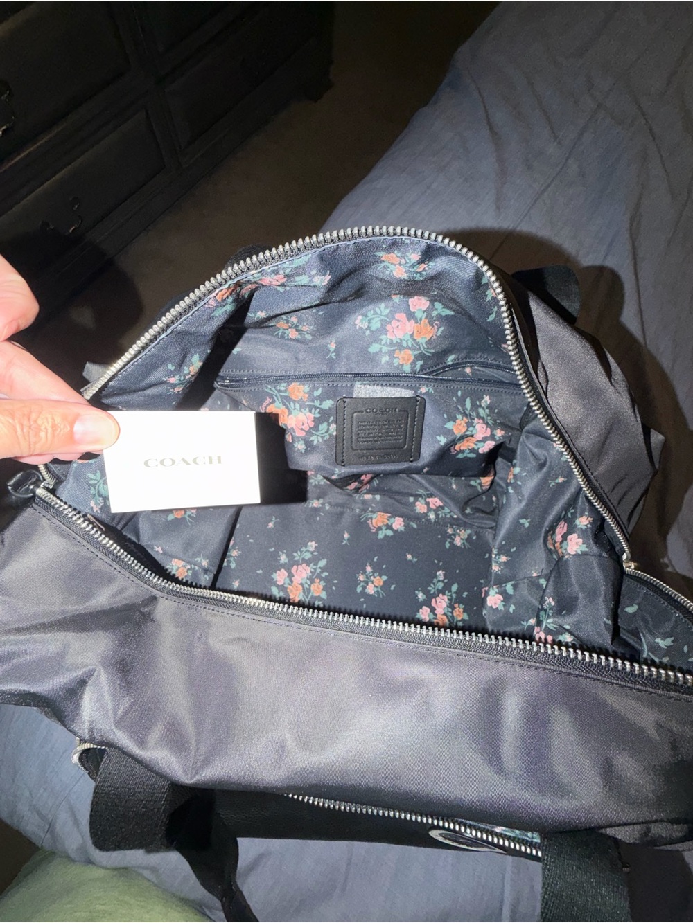 Coach Black Nylon & Leather Travel Duffel with Silver Hardware - Picture 8 of 9